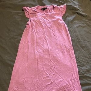 Pink mini dress with shoulder rouching